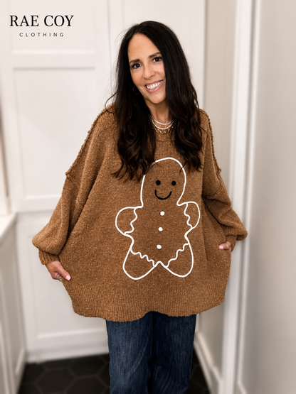 Oversized Gingerbread Man Sweater - Seasonal Items- Final Sale