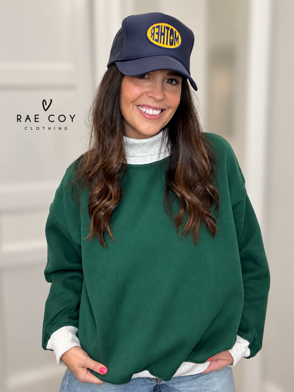 Layered Turtleneck Sweatshirt- Navy or Green