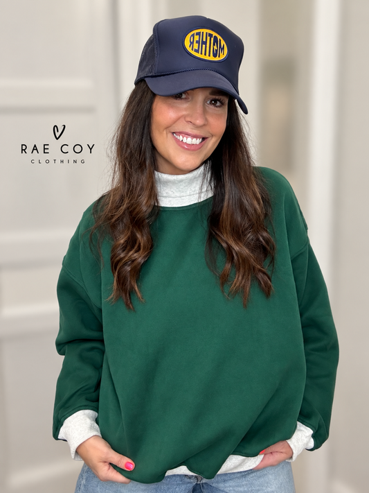 Layered Turtleneck Sweatshirt- Navy or Green