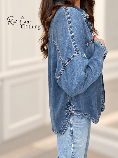Soft Longsleeve Denim Button Down Shirt S-3X