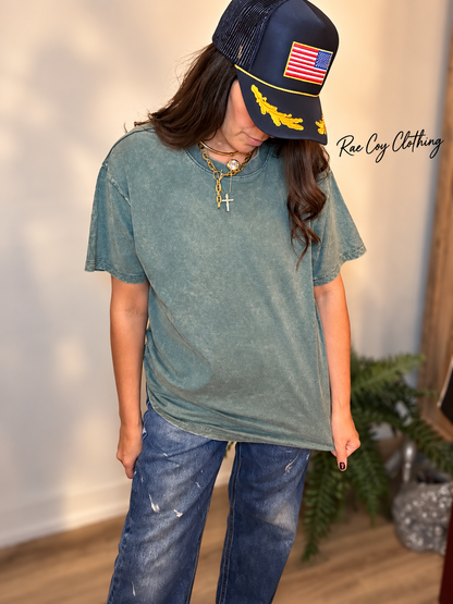 Mineral Washed 100% Cotton Tee Green