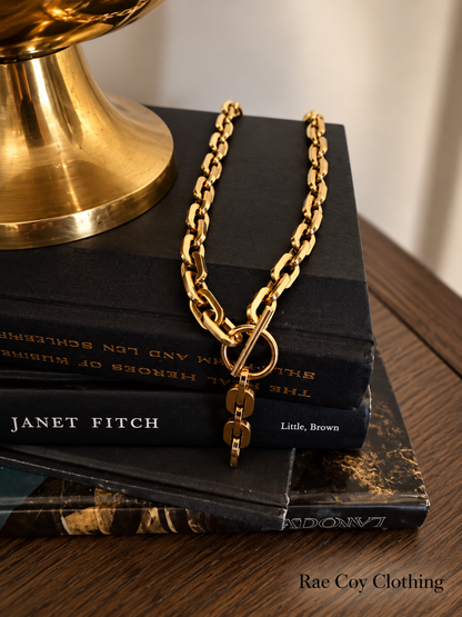 Toggle Closure Chainlink Necklace 18K Gold Plated Stainless Steel 18 inches Water Resistant Final Sale