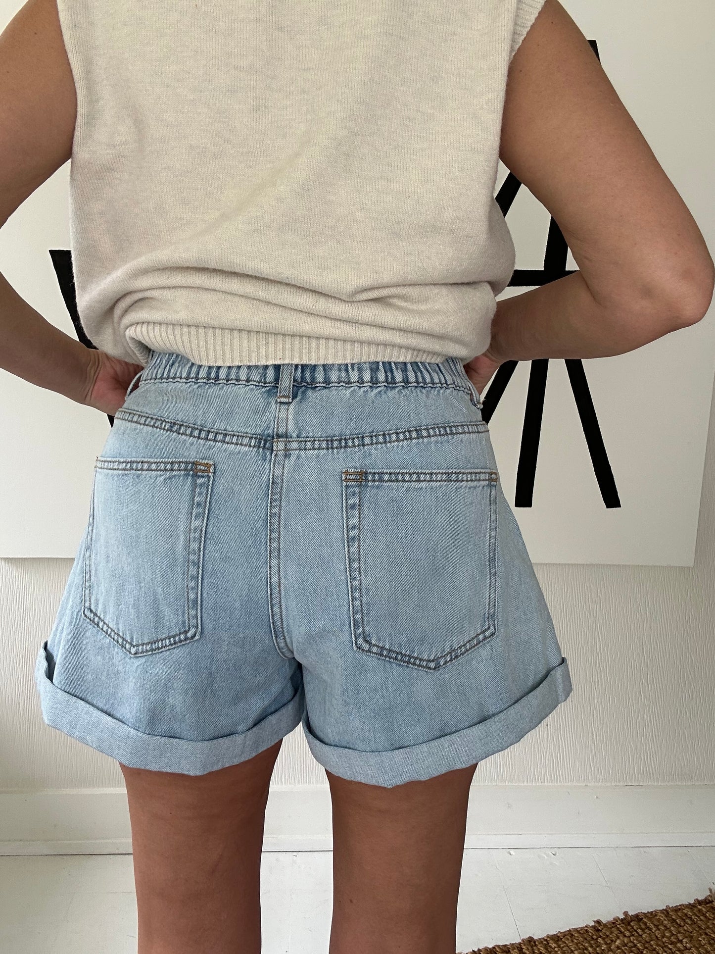 Pleated Denim Cuff Shorts final sale