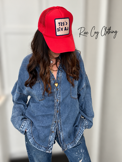 Soft Longsleeve Denim Button Down Shirt S-3X