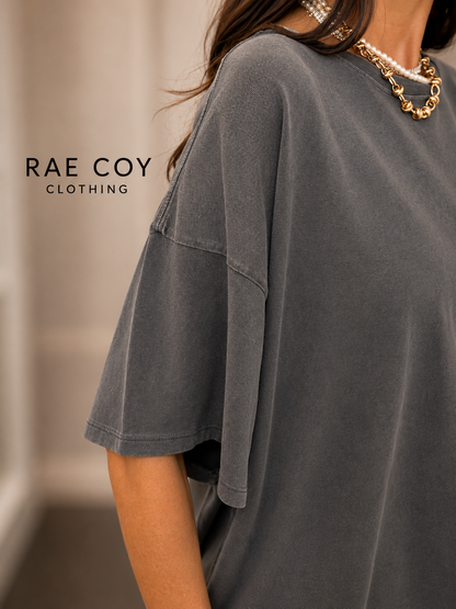 Gray Oversized Mineral Washed Tee