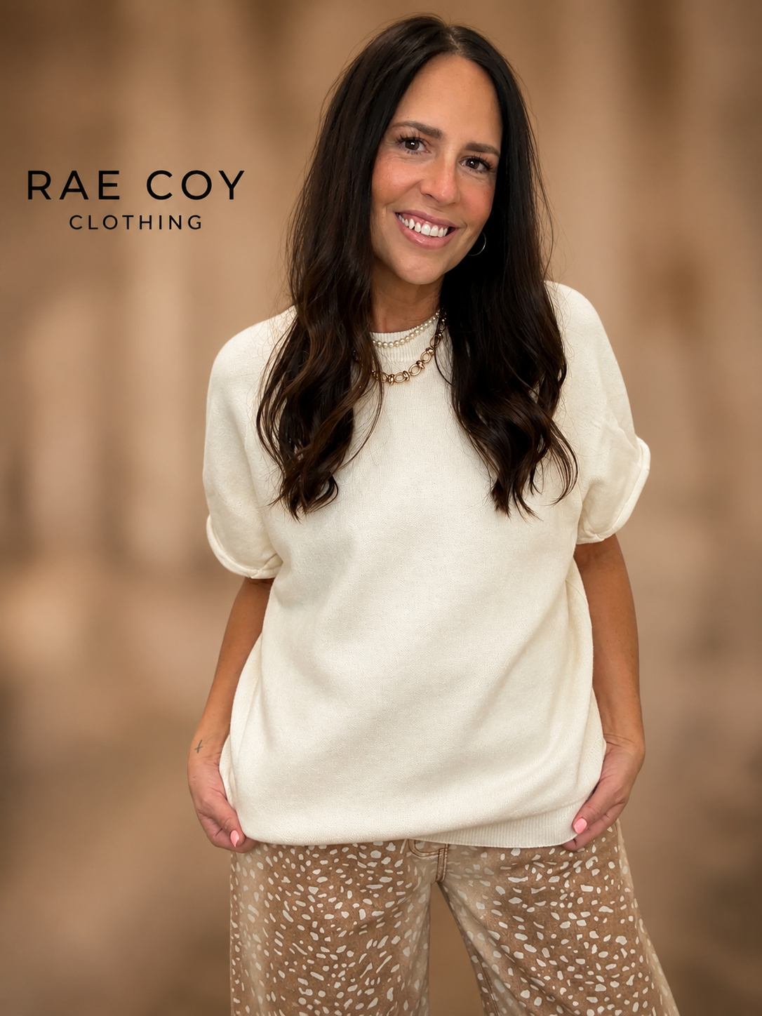 Classic Cream Short Sleeve Sweater