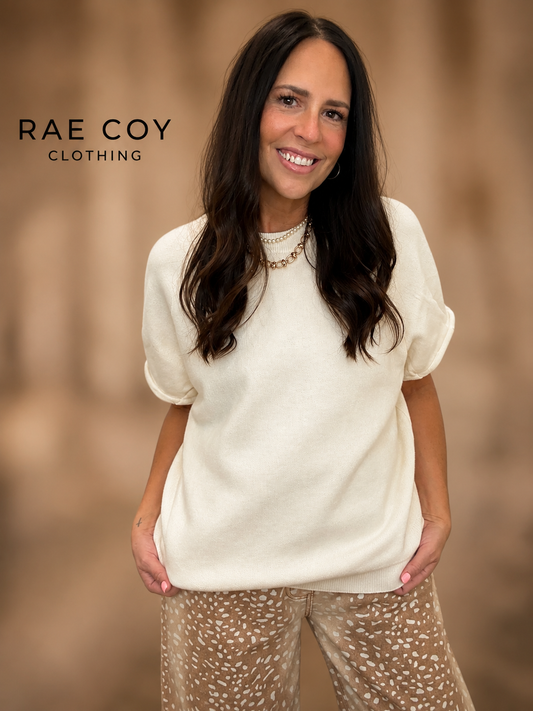 Classic Cream Short Sleeve Sweater