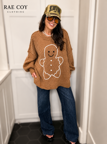 Oversized Gingerbread Man Sweater - Seasonal Items- Final Sale