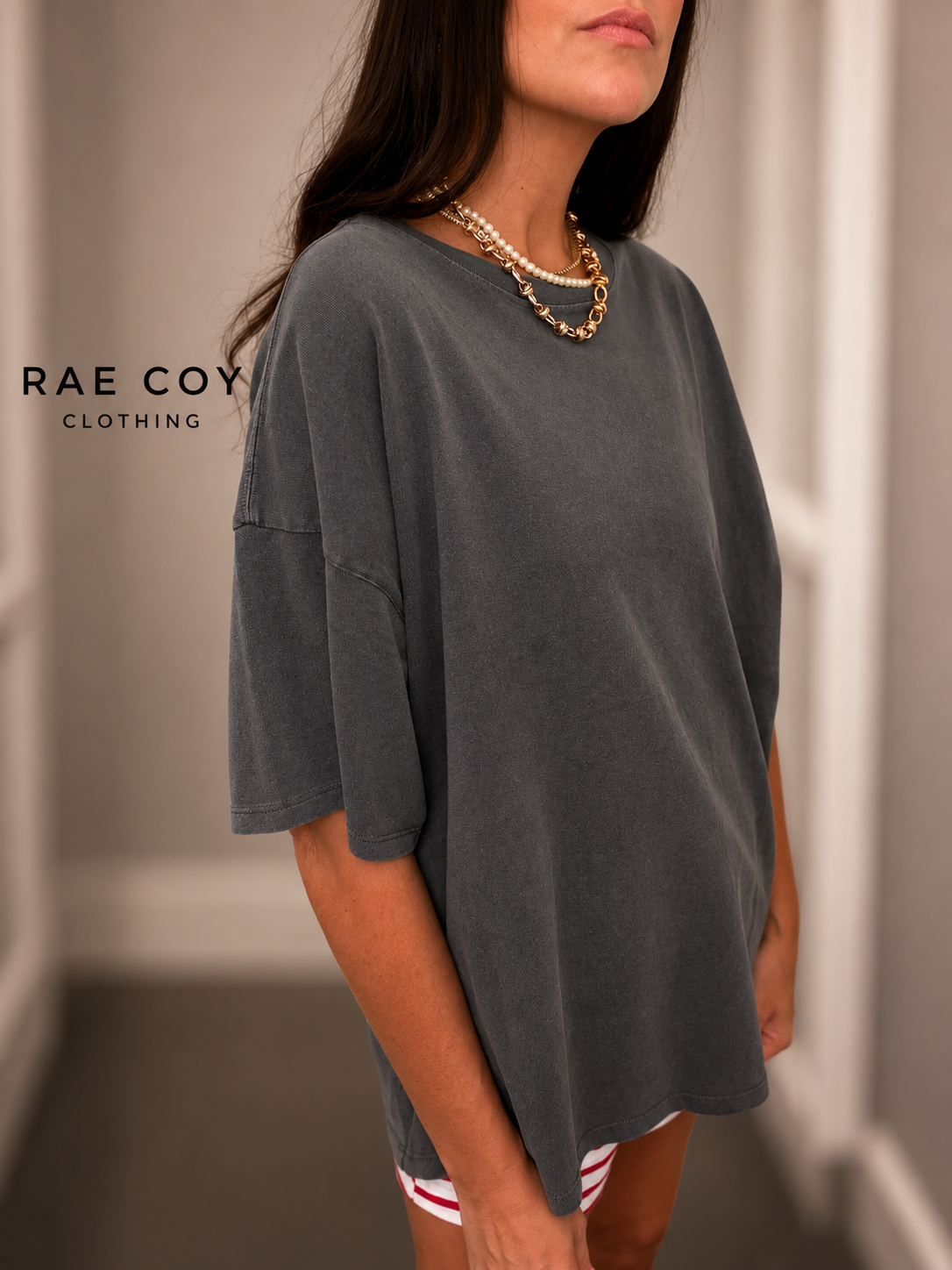 Gray Oversized Mineral Washed Tee