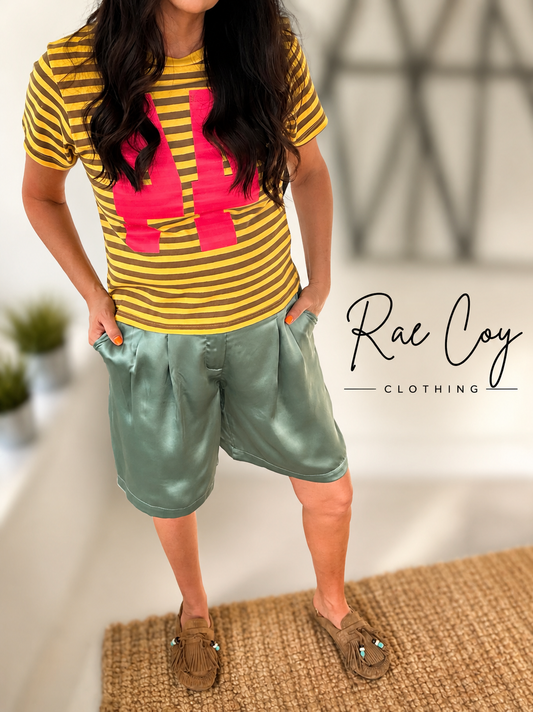 Satin Sage Bermuda Shorts
