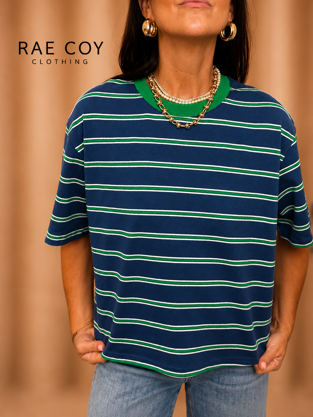 90s Blue Stripe Top