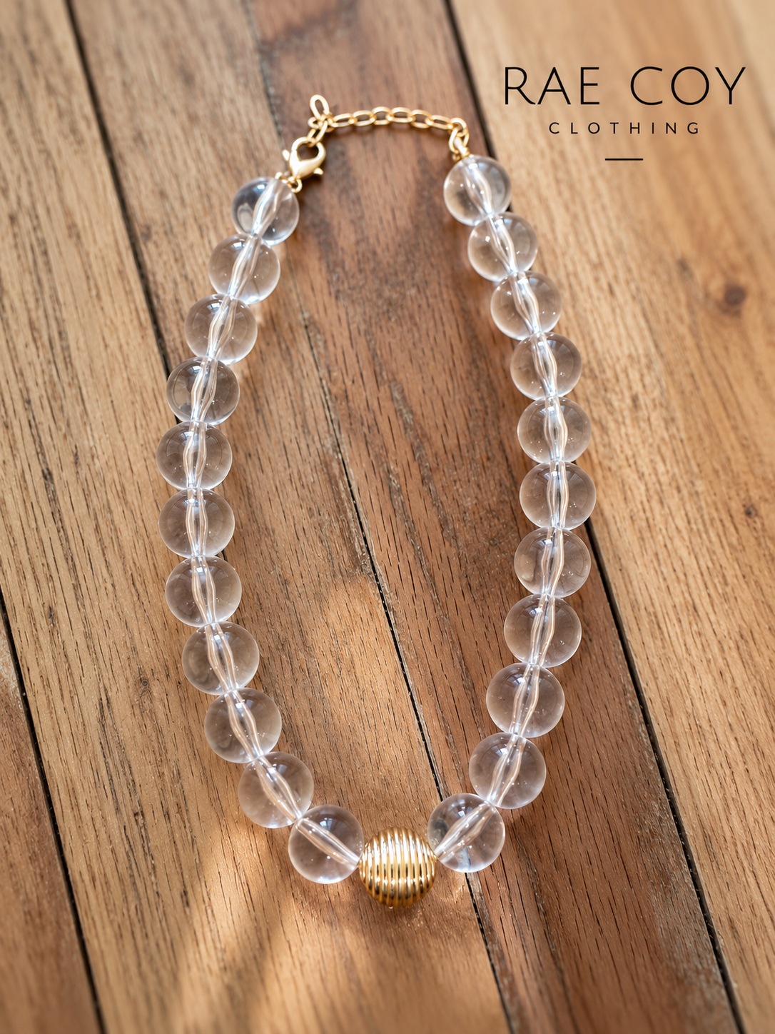 Clear Gold Bead Bubble Acrylic Necklace - Final Sale