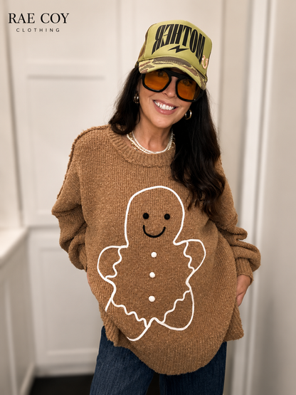 Oversized Gingerbread Man Sweater - Seasonal Items- Final Sale