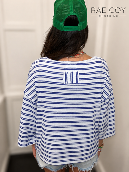 Coastal Blue Stripe Top