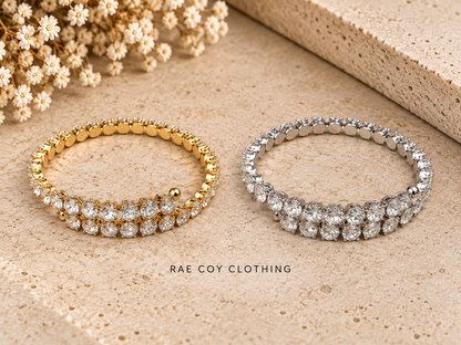 18K Gold Non-Tarnish Cz Glam Bracelet Gold and Silver Stainless Steel - Final Sale
