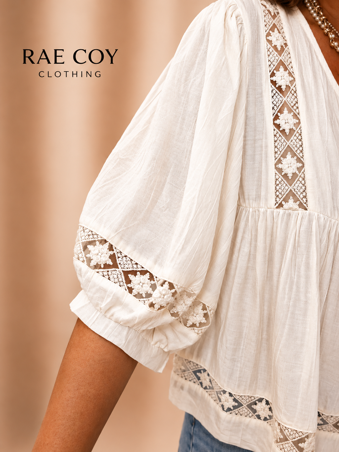 Lace Detail Babydoll Blouse
