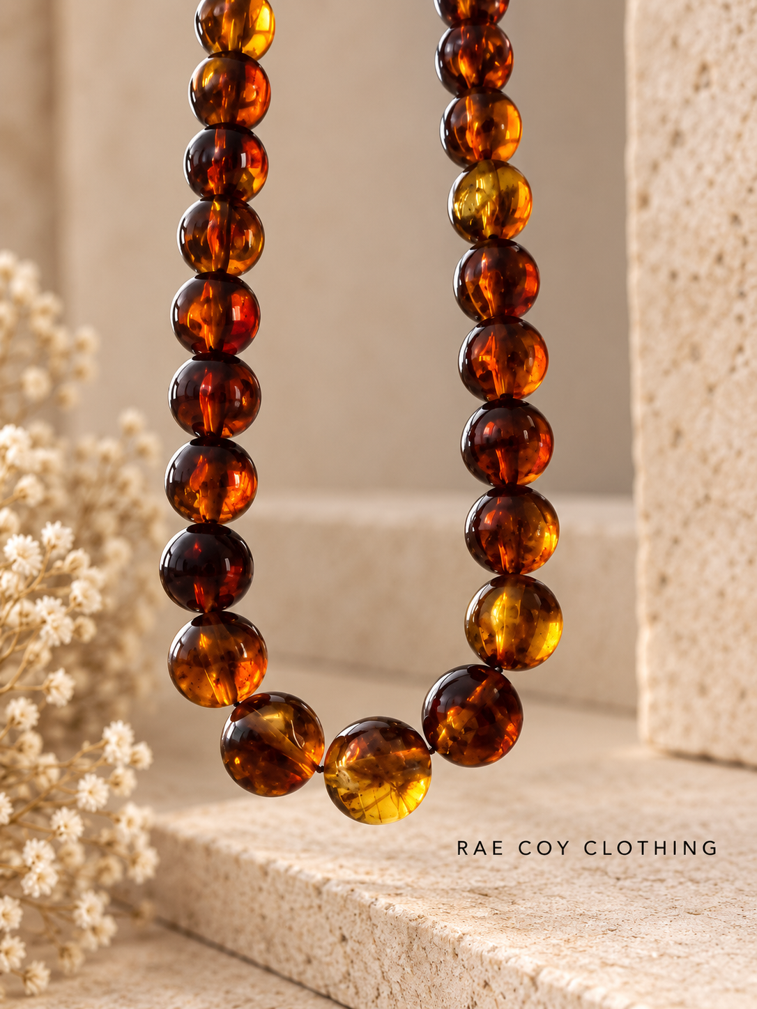 Large Tortoise Shell Beaded Necklace - Final Sale