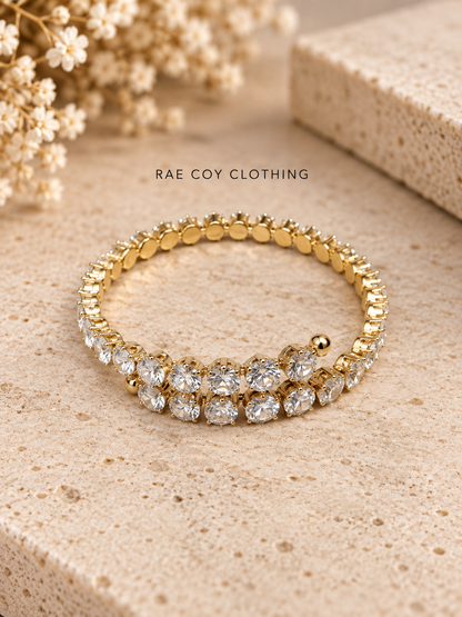 18K Gold Non-Tarnish Cz Glam Bracelet Gold and Silver Stainless Steel - Final Sale