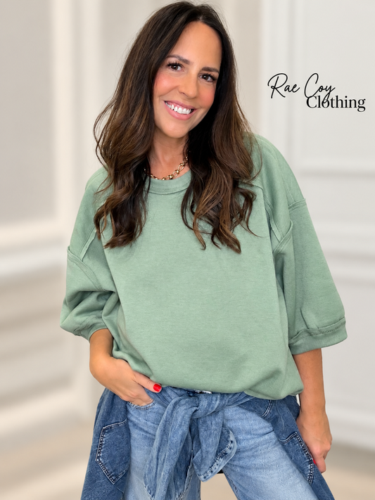 Raglan Short Sleeve Sweatshirt - Sage