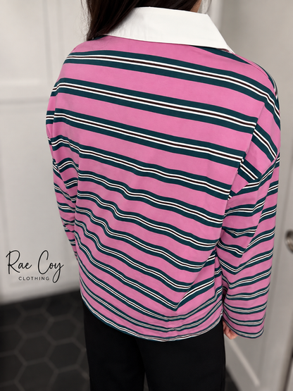 Pink Green Stripe Rugby