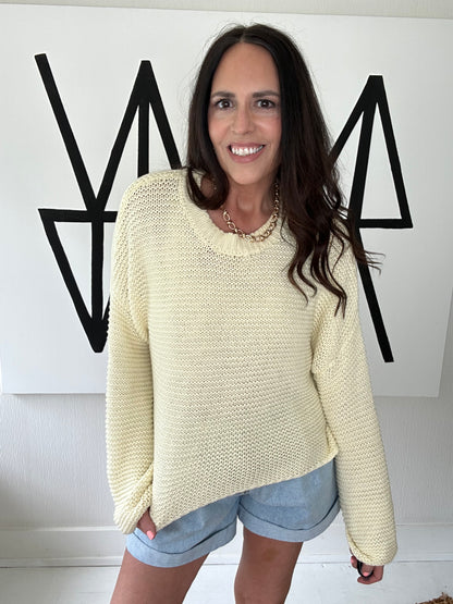 Butter Yellow Open Knit Sweater