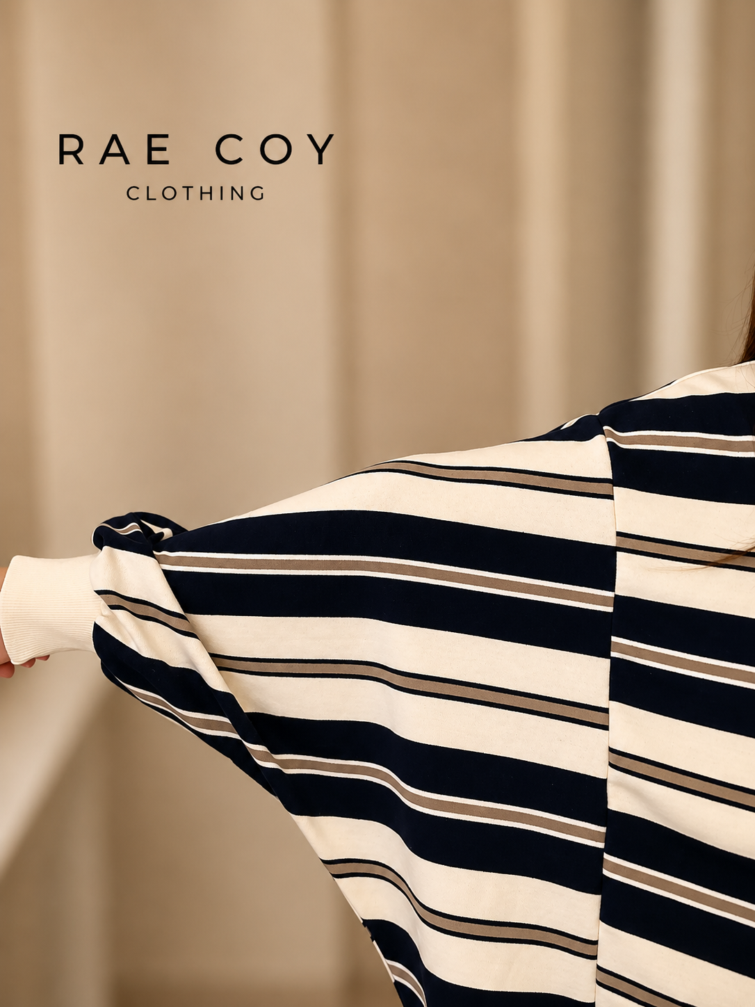 Navy and Khaki French Terry Mockneck