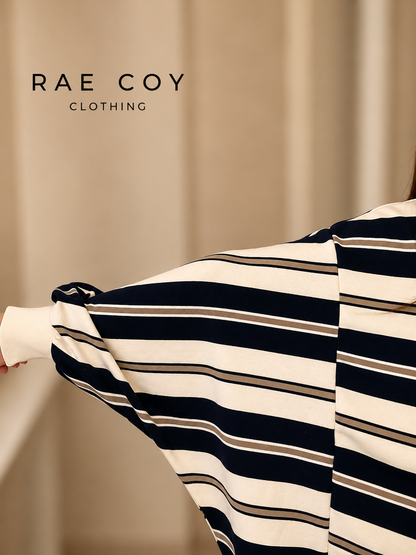 Navy and Khaki French Terry Mockneck