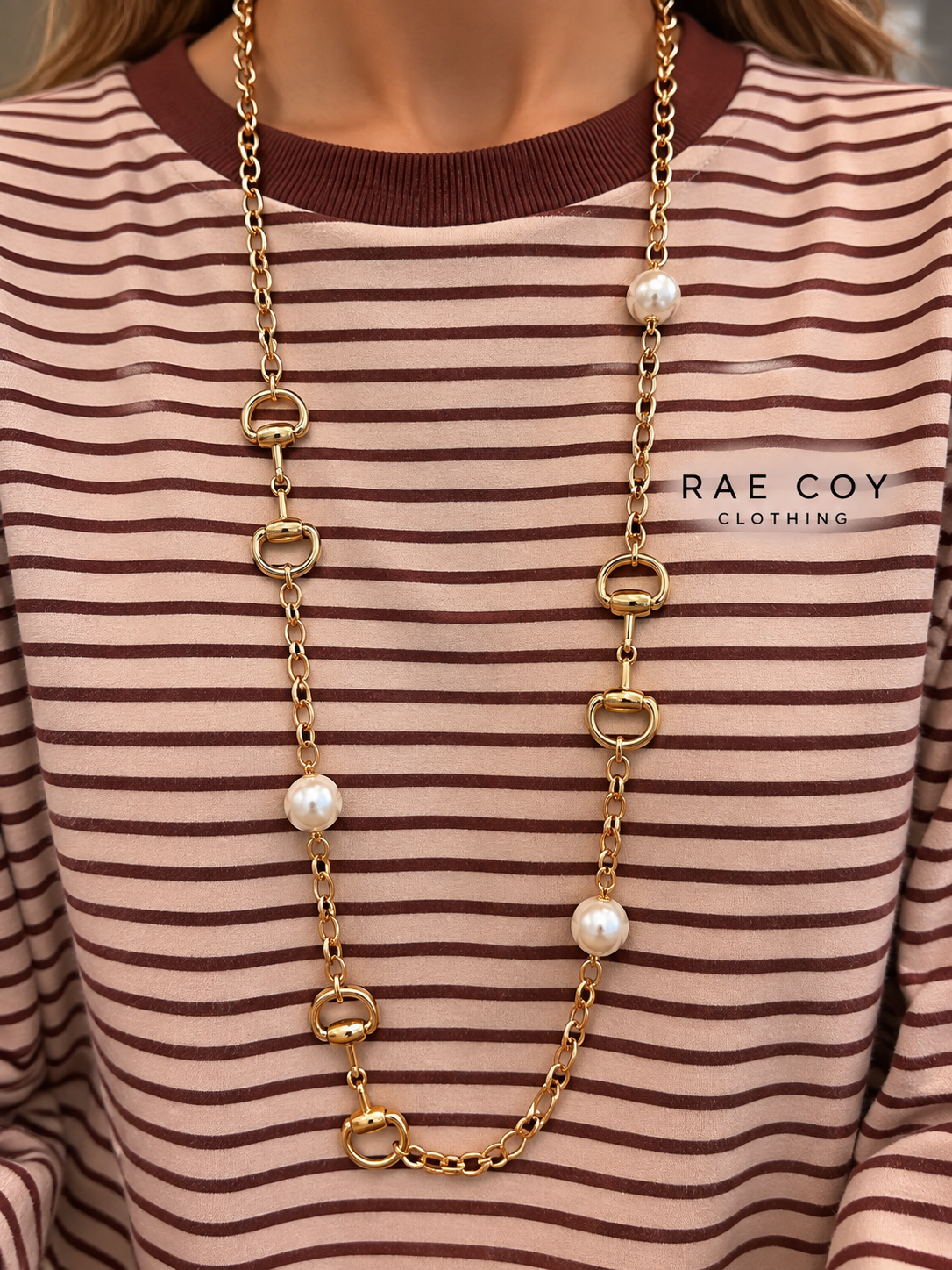 32” Snafflebit and Pearl Long Necklace - Final Sale