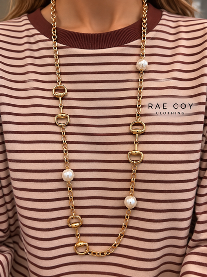 32” Snafflebit and Pearl Long Necklace - Final Sale