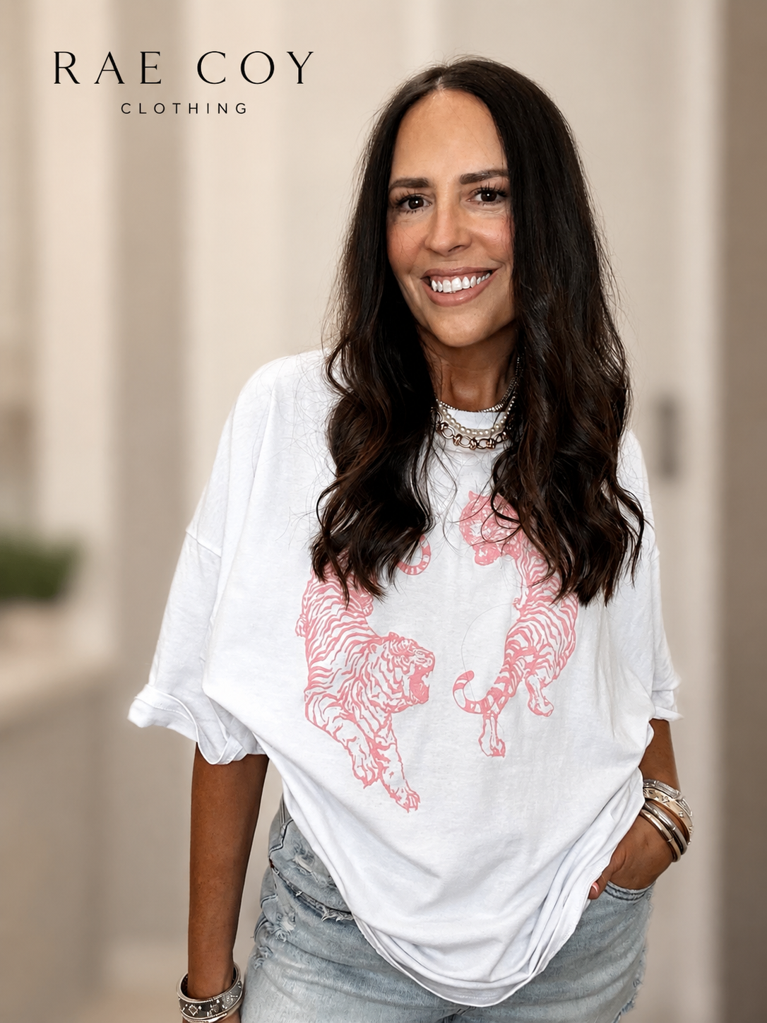 Oversized Tiger Tee - Pink