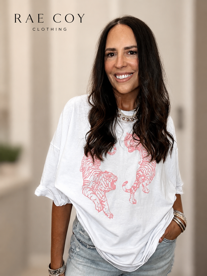 Oversized Tiger Tee - Pink