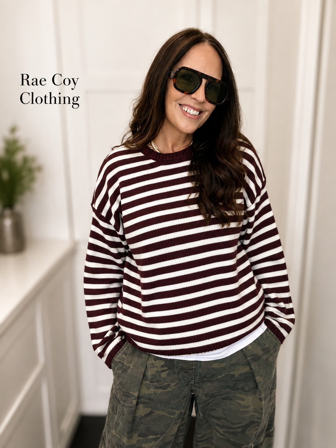 Dark Cherry Striped Sweater