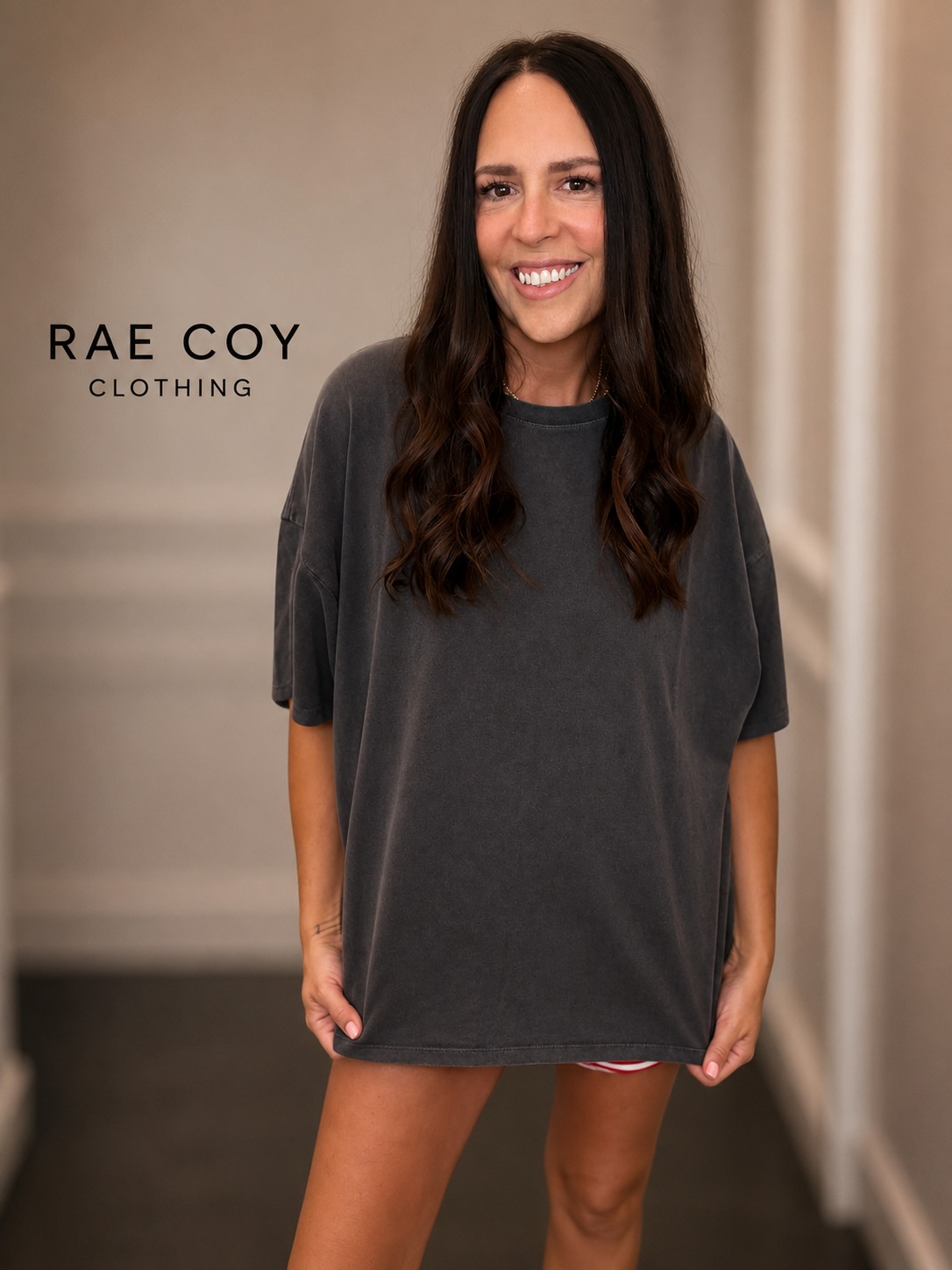 Gray Oversized Mineral Washed Tee