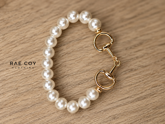 Pearl & Gold Snafflebit Stretch Bracelet - Final Sale