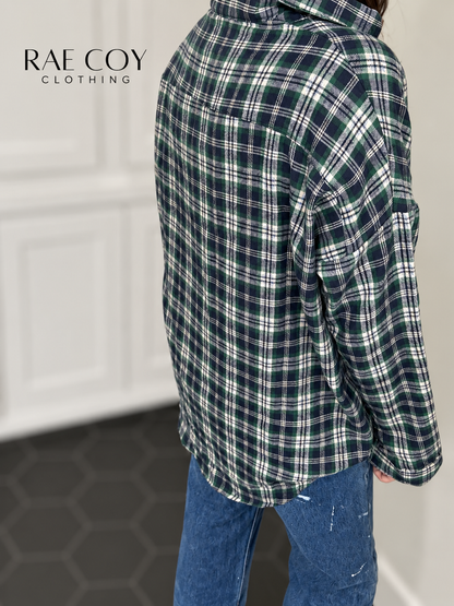 Green and Navy Flannel Shirt - S-3X