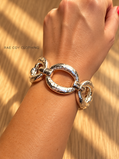 Silver Hammered Stretch Bracelet - Final Sale