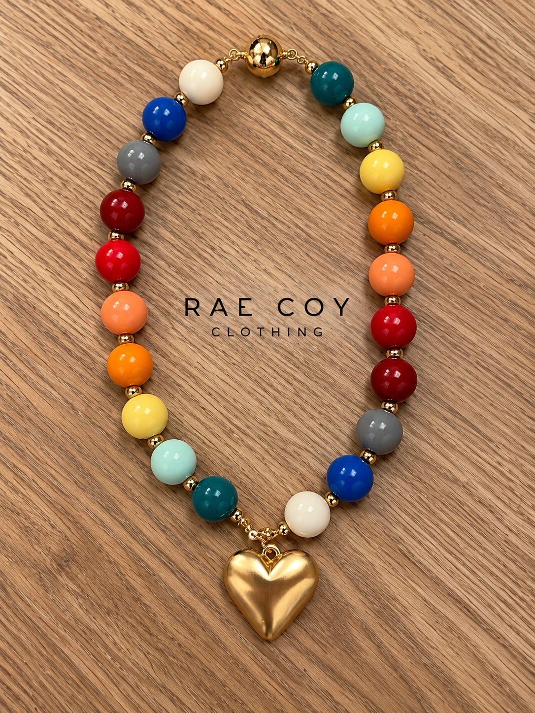 Multi Color Bubble Bead Heart Necklace With Magnetic Closure - Final Sale
