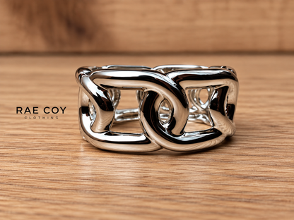 Silver Oversized Chainlink Hinged Bangle Bracelet - Final Sale