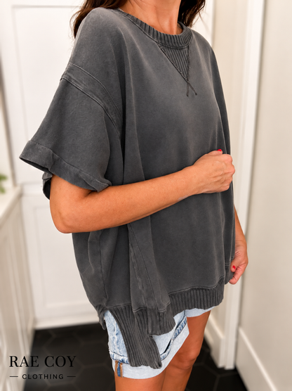 Grey Short Sleeve French Terry Sweatshirt