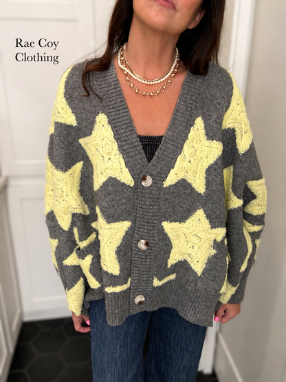 Oversized Yellow Star Cardigan