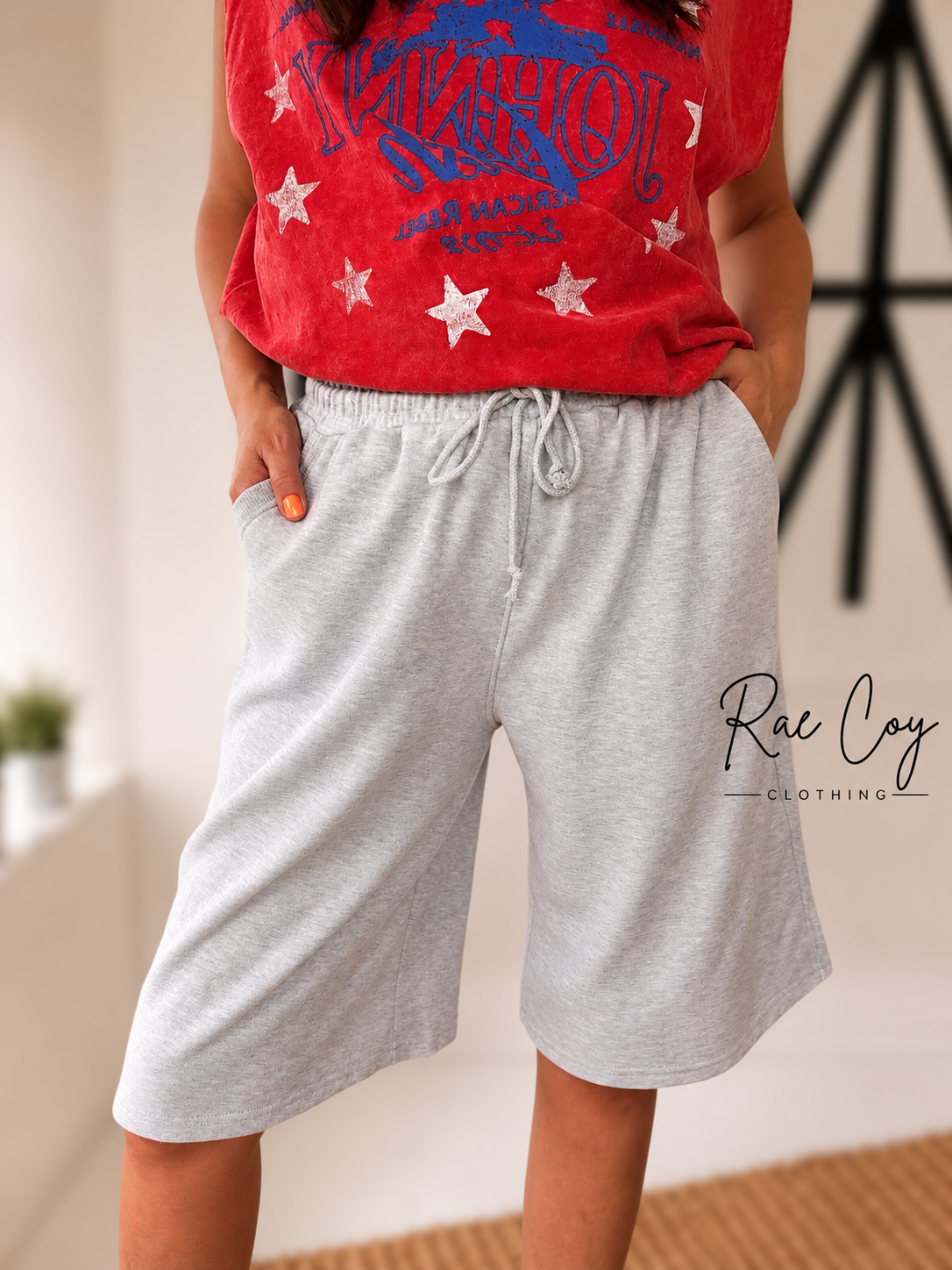 Grey French Terry Drawstring Jorts