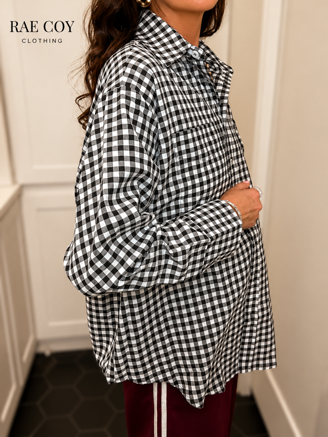 Black and White Gingham Button Down