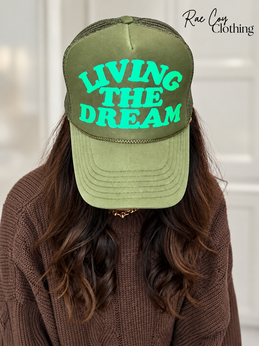 Living the Dream Trucker - Green Neon Puff Letters Final Sale