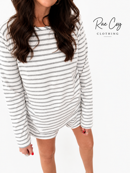Grey Striped Lounge Set