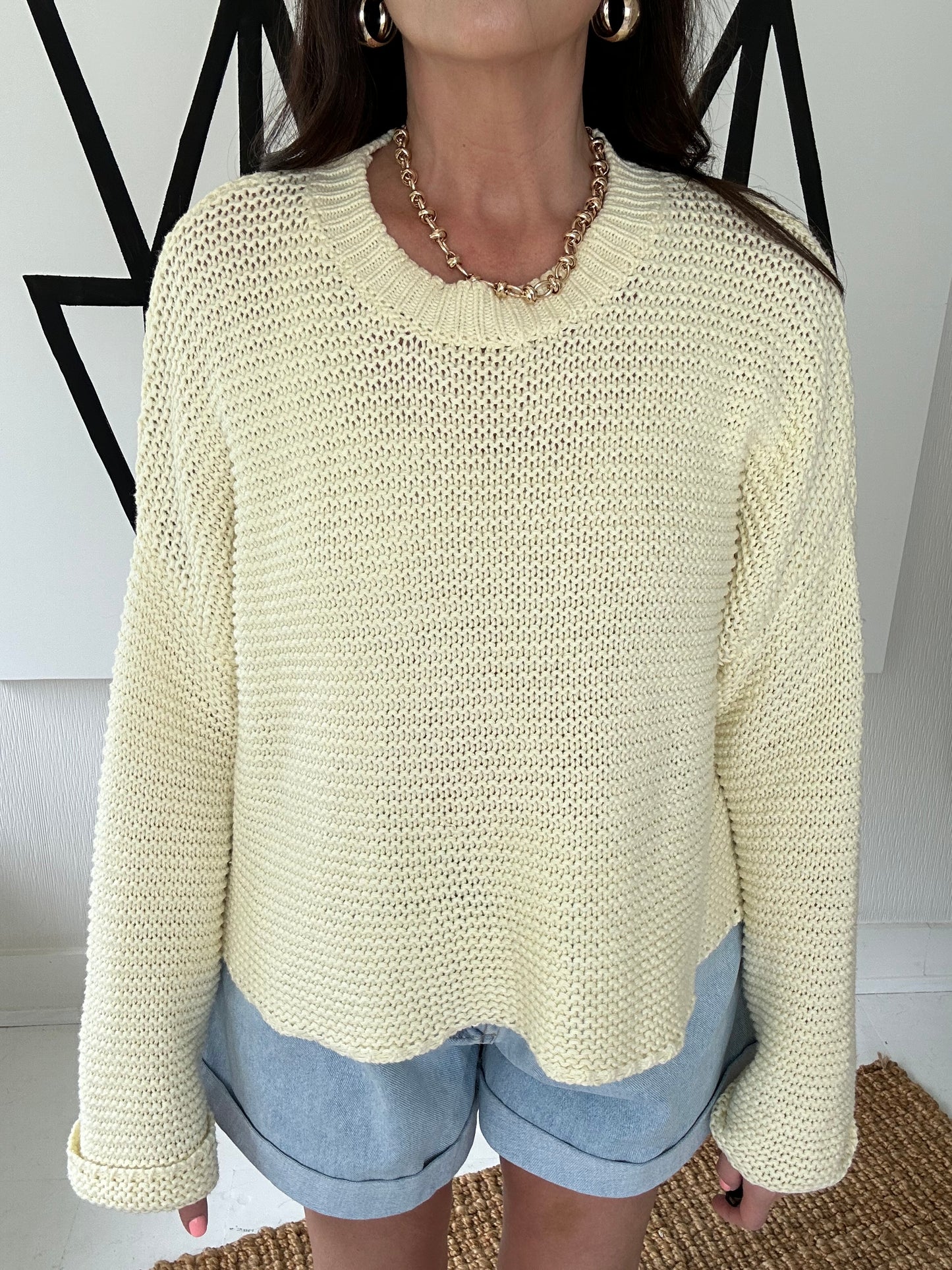 Butter Yellow Open Knit Sweater