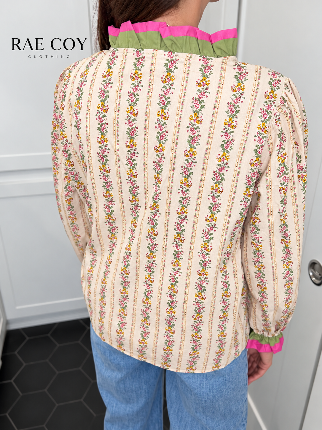 Euro Ruffle Snap Closure Blouse