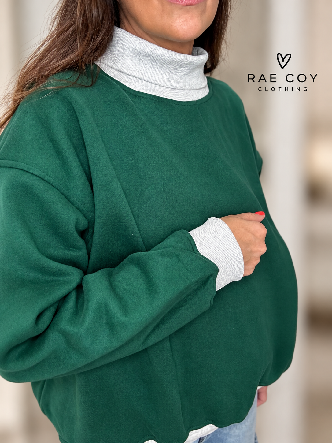 Layered Turtleneck Sweatshirt- Navy or Green