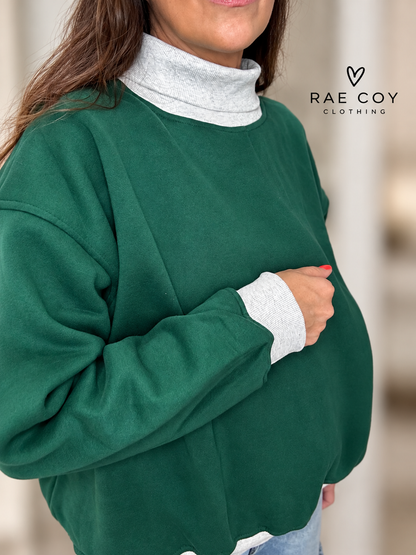 Layered Turtleneck Sweatshirt- Navy or Green