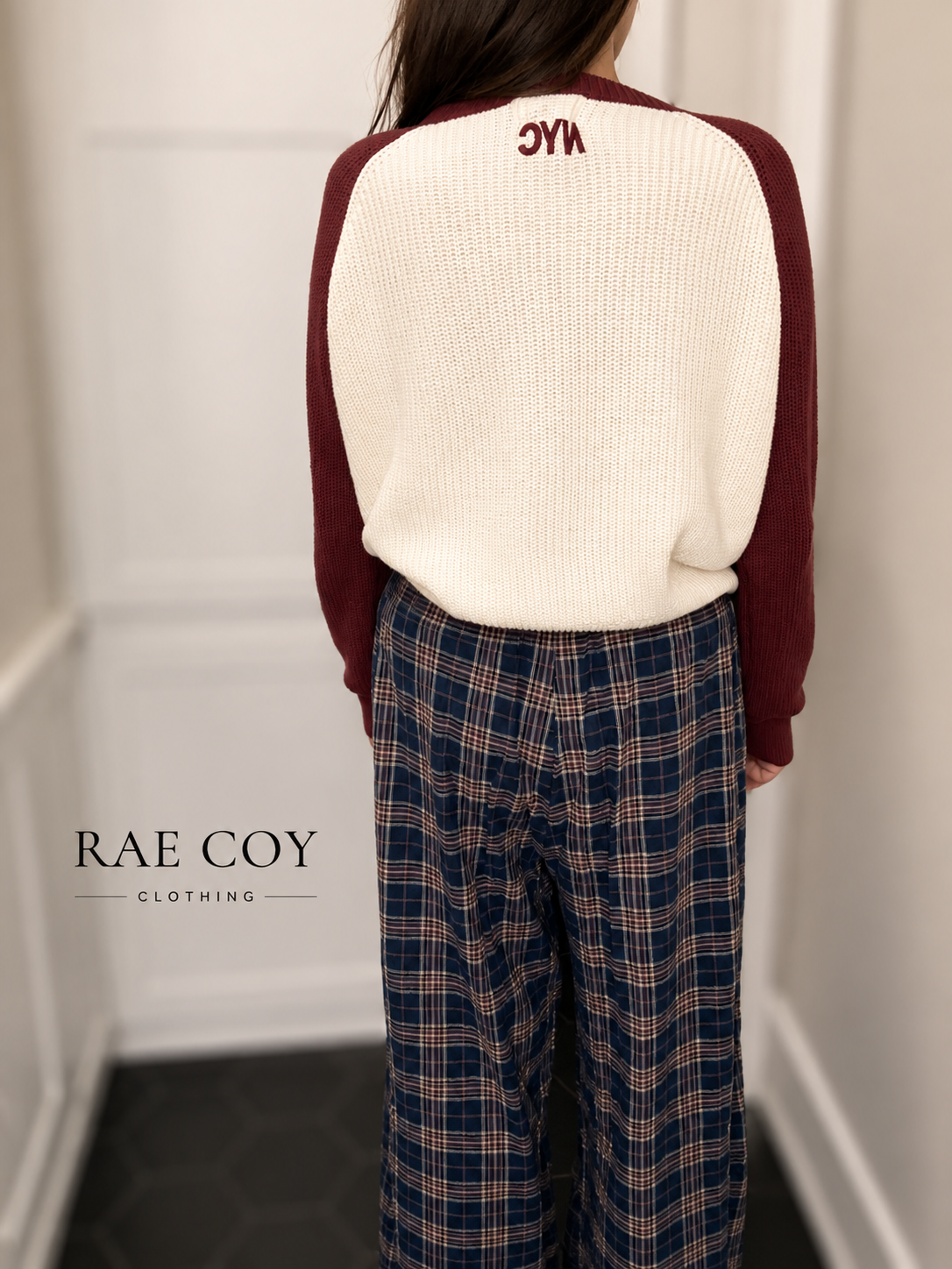 New York Long Sleeve Cotton Sweater - Maroon