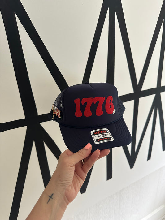 1776 Trucker Hat with USA Flag Pin